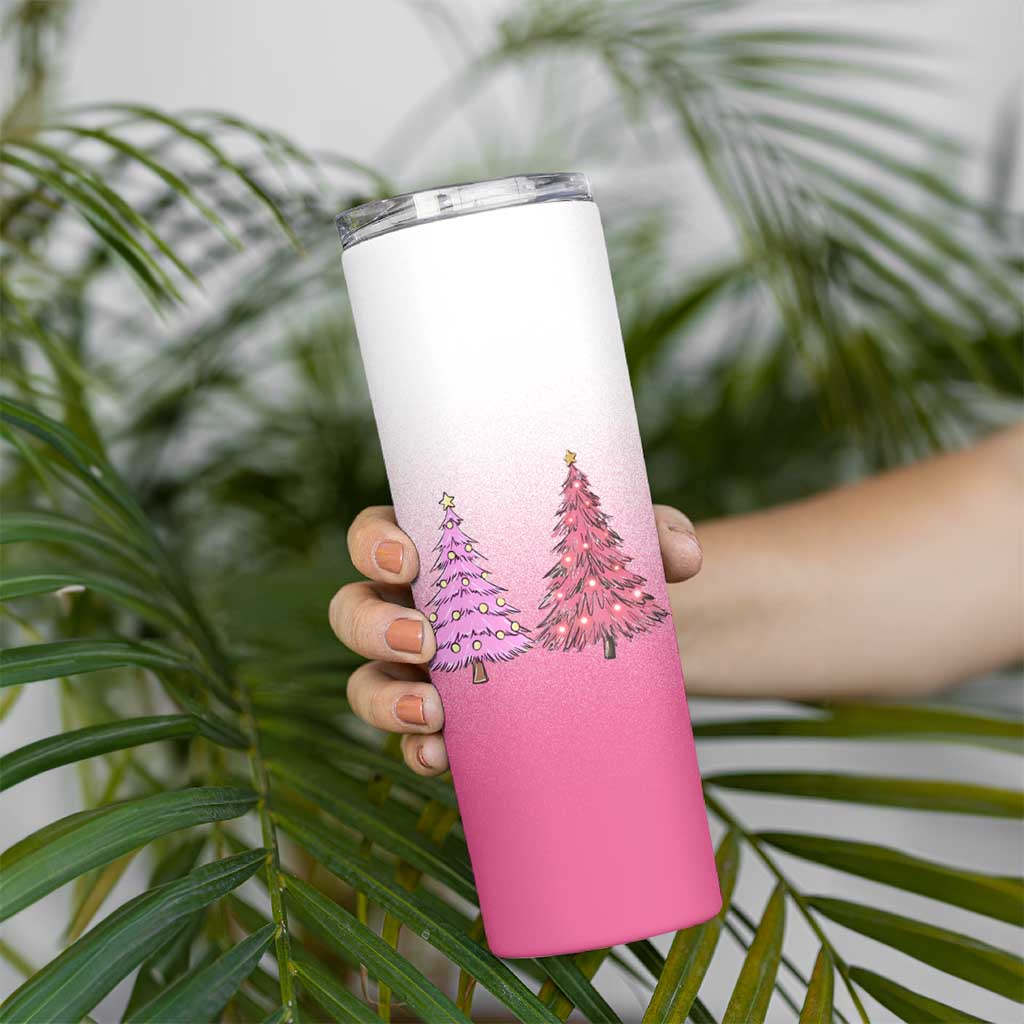 Pink Christmas Skinny Tumbler Xmas Trees Pinkmas Gift For Her - Wonder Print Shop
