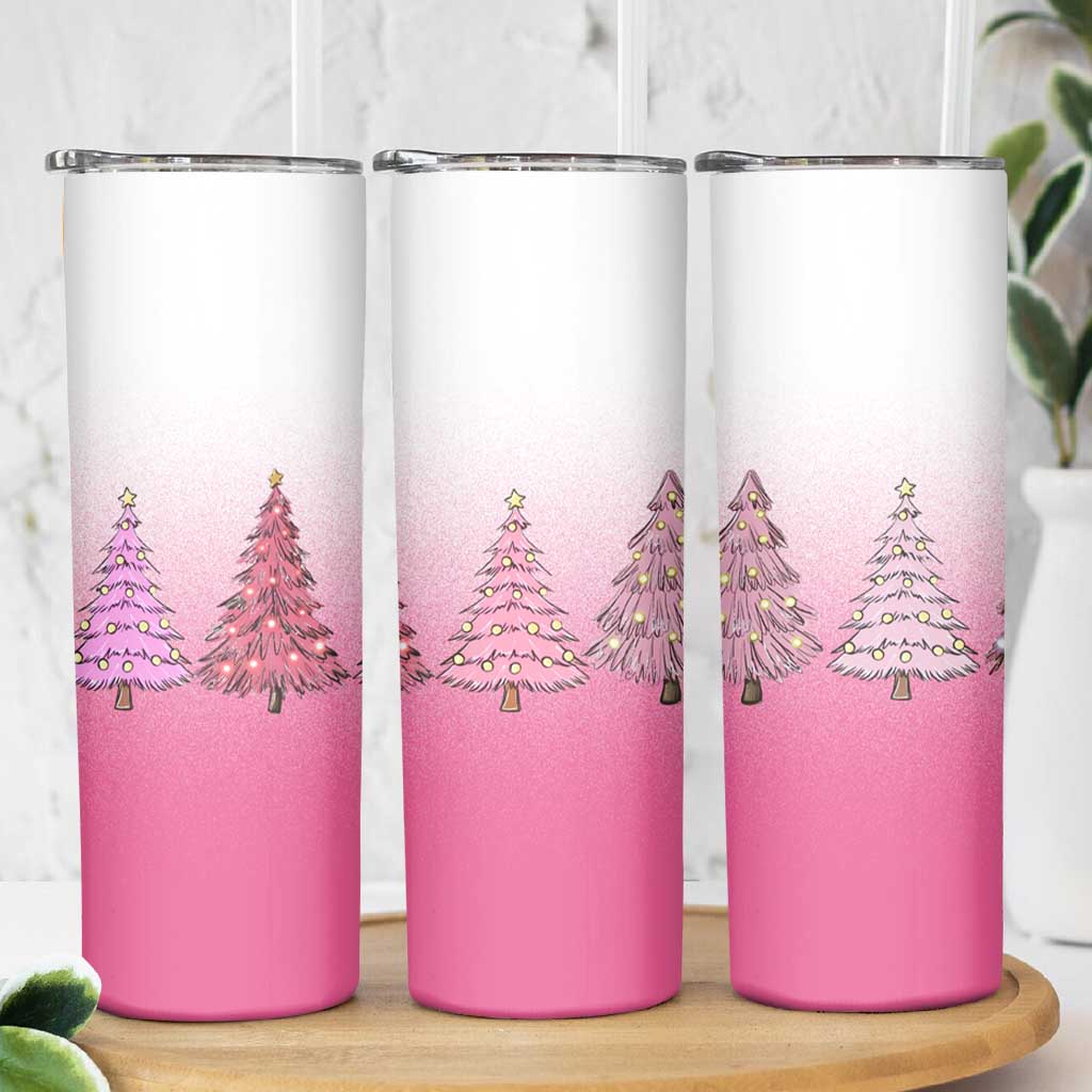Pink Christmas Skinny Tumbler Xmas Trees Pinkmas Gift For Her - Wonder Print Shop