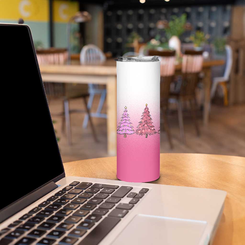 Pink Christmas Skinny Tumbler Xmas Trees Pinkmas Gift For Her - Wonder Print Shop