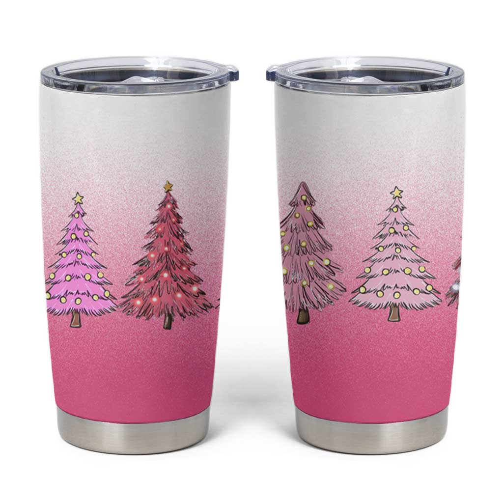 Pink Christmas Tumbler Cup Xmas Trees Pinkmas Gift For Her - Wonder Print Shop