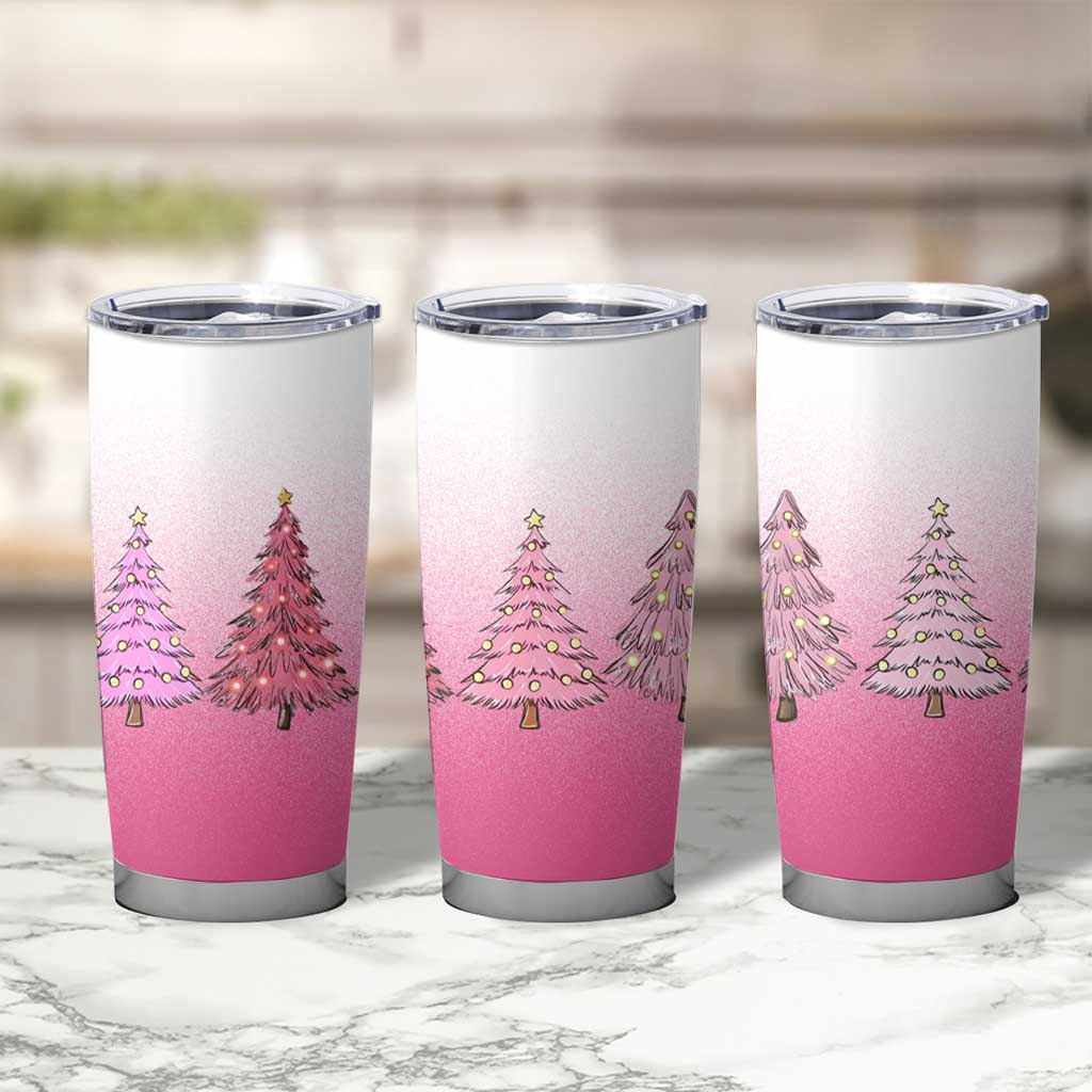 Pink Christmas Tumbler Cup Xmas Trees Pinkmas Gift For Her - Wonder Print Shop
