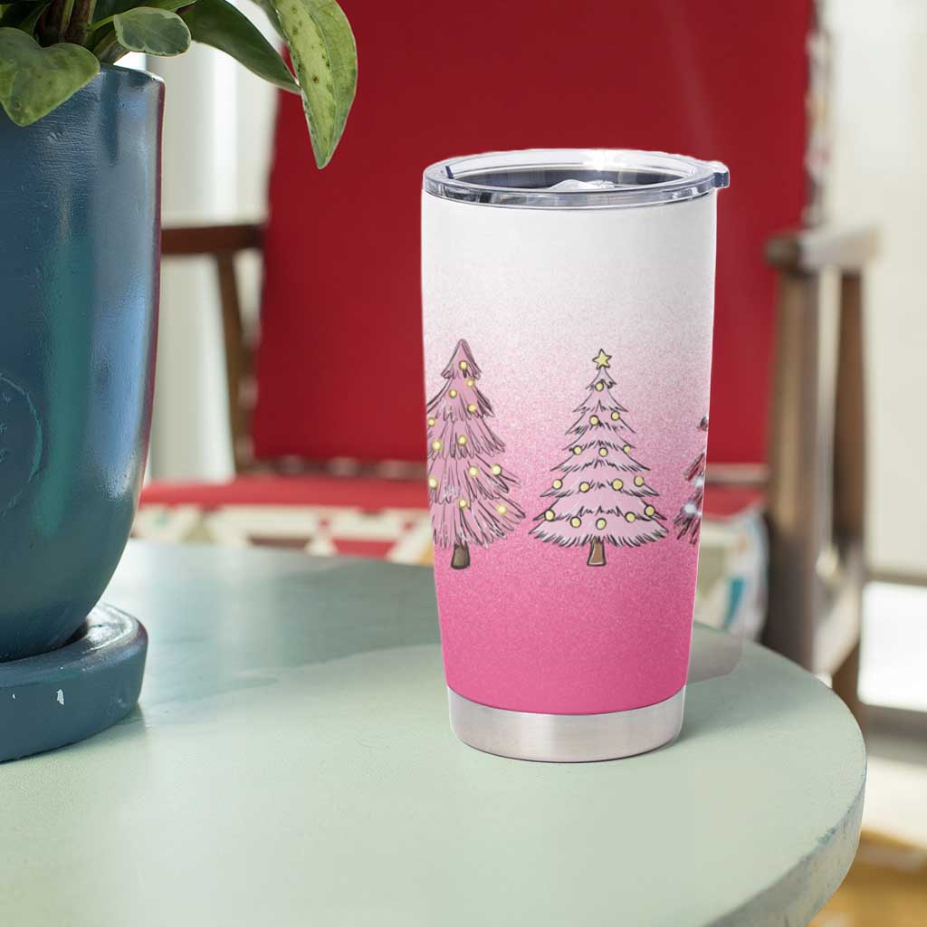 Pink Christmas Tumbler Cup Xmas Trees Pinkmas Gift For Her - Wonder Print Shop