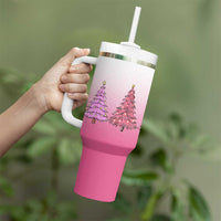 Pink Christmas Tumbler With Handle Xmas Trees Pinkmas Gift For Her - Wonder Print Shop