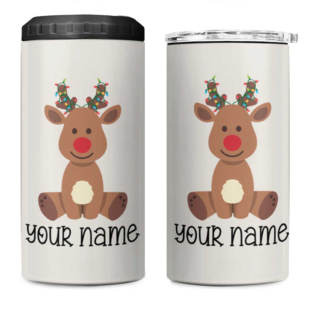 Personalized Christmas 4 in 1 Can Cooler Tumbler Reindeer Hot Chocolate Mug Xmas Gifts for Kids - Wonder Print Shop