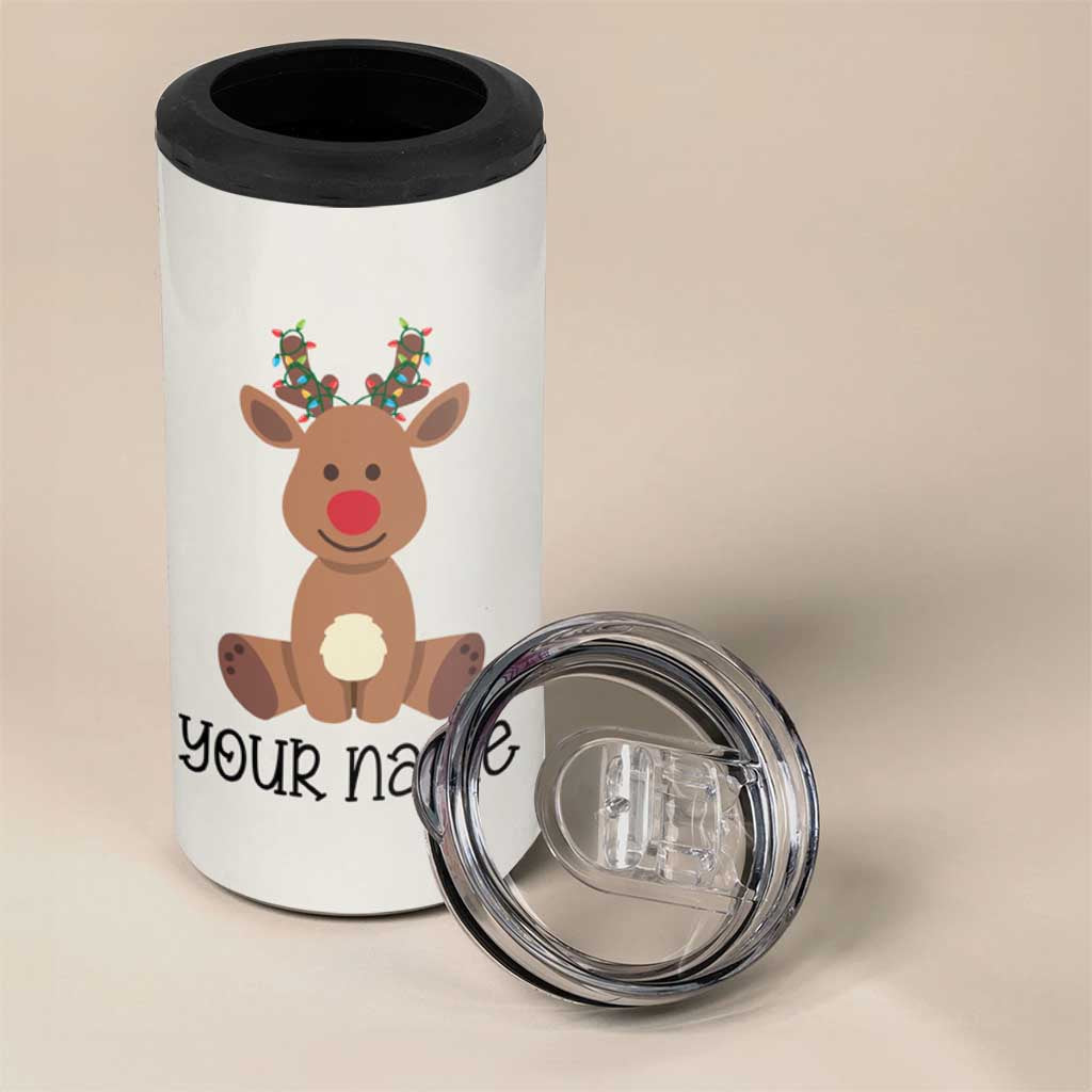 Personalized Christmas 4 in 1 Can Cooler Tumbler Reindeer Hot Chocolate Mug Xmas Gifts for Kids - Wonder Print Shop