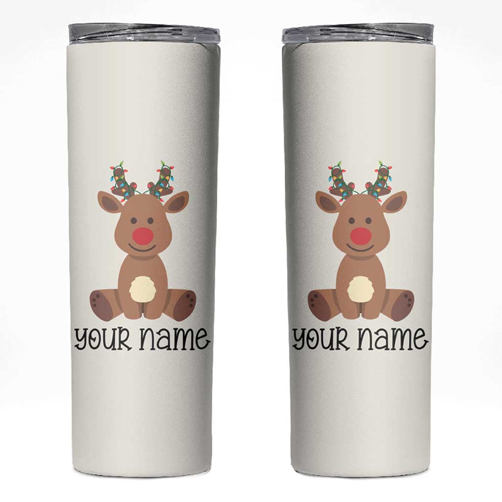 Personalized Christmas Skinny Tumbler Reindeer Hot Chocolate Mug Xmas Gifts for Kids - Wonder Print Shop