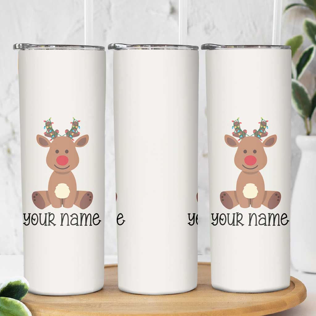 Personalized Christmas Skinny Tumbler Reindeer Hot Chocolate Mug Xmas Gifts for Kids - Wonder Print Shop