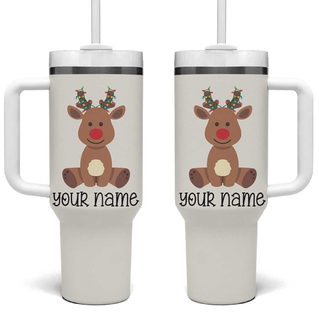 Personalized Christmas Tumbler With Handle Reindeer Hot Chocolate Mug Xmas Gifts for Kids - Wonder Print Shop