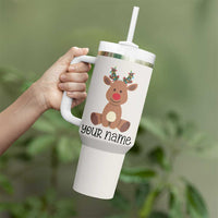 Personalized Christmas Tumbler With Handle Reindeer Hot Chocolate Mug Xmas Gifts for Kids - Wonder Print Shop