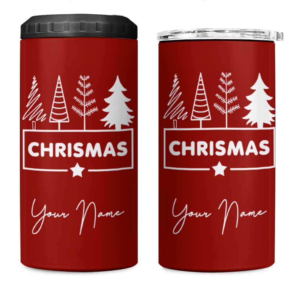Personalized Christmas 4 in 1 Can Cooler Tumbler Custom Name Xmas Tree Gifts for Mom Her Coworkers - Wonder Print Shop