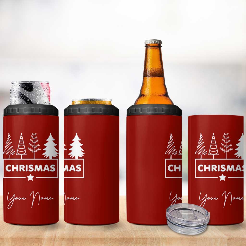 Personalized Christmas 4 in 1 Can Cooler Tumbler Custom Name Xmas Tree Gifts for Mom Her Coworkers - Wonder Print Shop