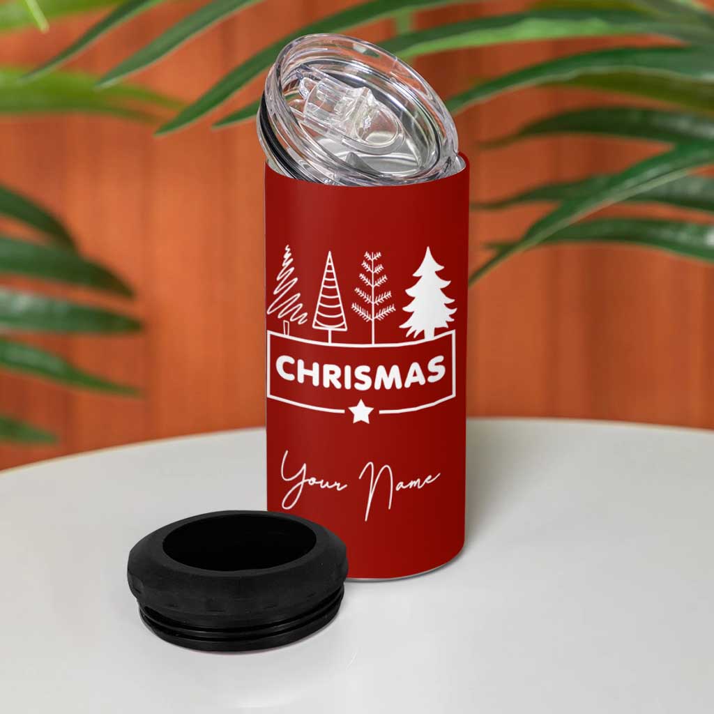 Personalized Christmas 4 in 1 Can Cooler Tumbler Custom Name Xmas Tree Gifts for Mom Her Coworkers - Wonder Print Shop