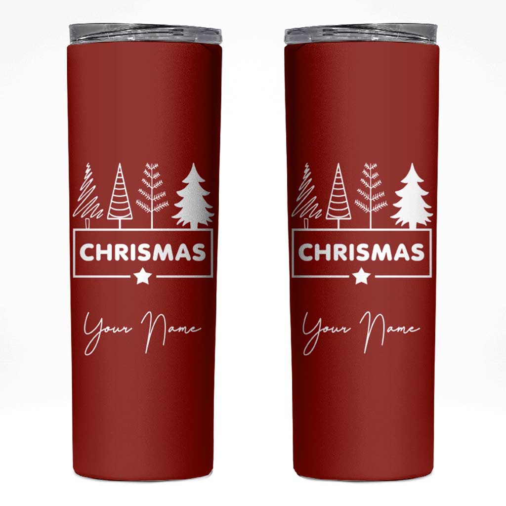 Personalized Christmas Skinny Tumbler Custom Name Xmas Tree Gifts for Mom Her Coworkers - Wonder Print Shop