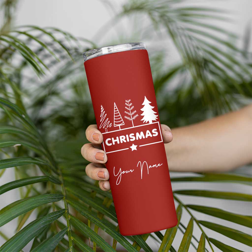 Personalized Christmas Skinny Tumbler Custom Name Xmas Tree Gifts for Mom Her Coworkers - Wonder Print Shop