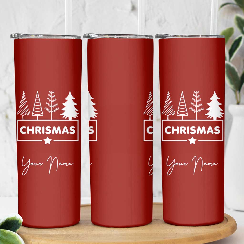 Personalized Christmas Skinny Tumbler Custom Name Xmas Tree Gifts for Mom Her Coworkers - Wonder Print Shop