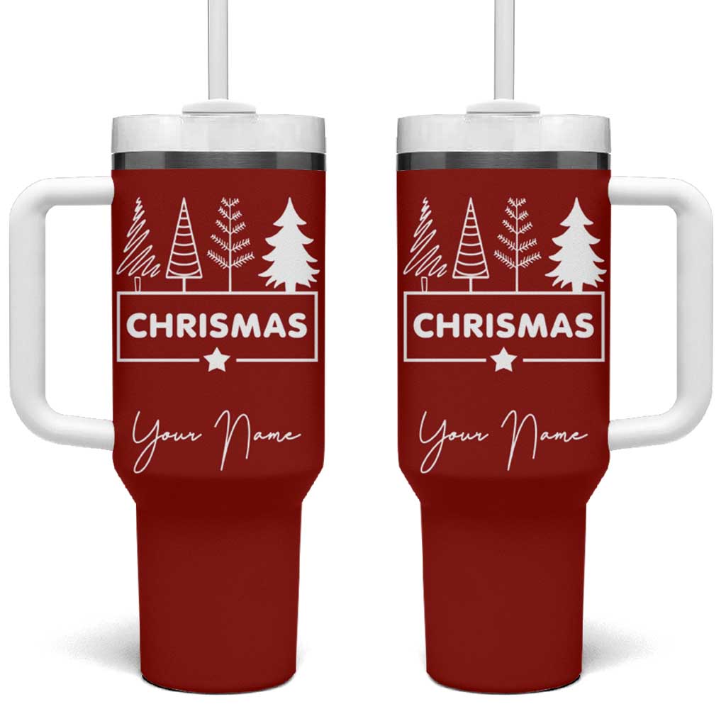 Personalized Christmas Tumbler With Handle Custom Name Xmas Tree Gifts for Mom Her Coworkers - Wonder Print Shop