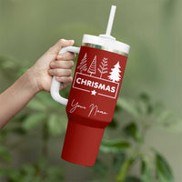 Personalized Christmas Tumbler With Handle Custom Name Xmas Tree Gifts for Mom Her Coworkers - Wonder Print Shop