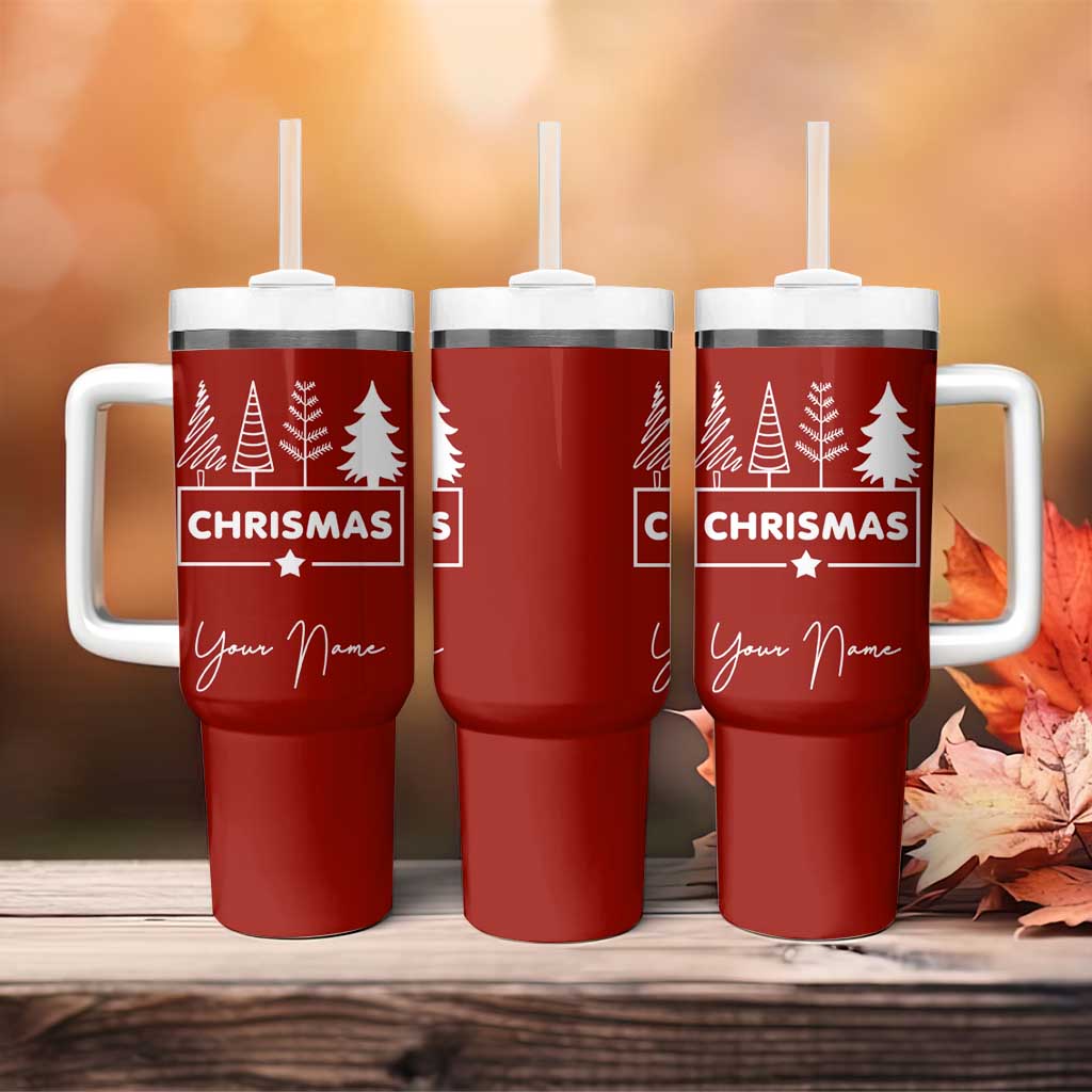 Personalized Christmas Tumbler With Handle Custom Name Xmas Tree Gifts for Mom Her Coworkers - Wonder Print Shop