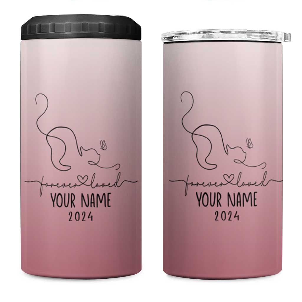 Personalized Cat Memorial 4 in 1 Can Cooler Tumbler Custom Name Cat Loss Gift - Wonder Print Shop