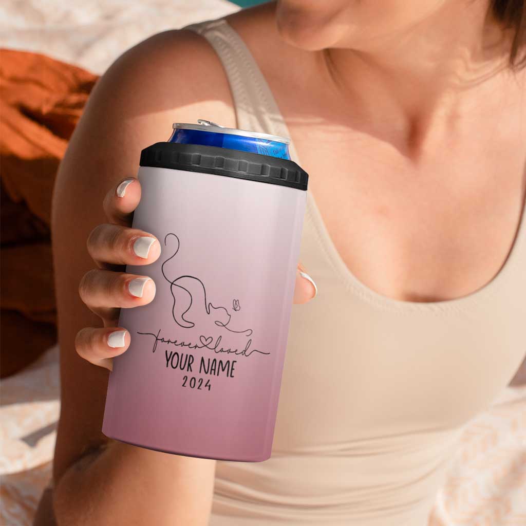 Personalized Cat Memorial 4 in 1 Can Cooler Tumbler Custom Name Cat Loss Gift - Wonder Print Shop