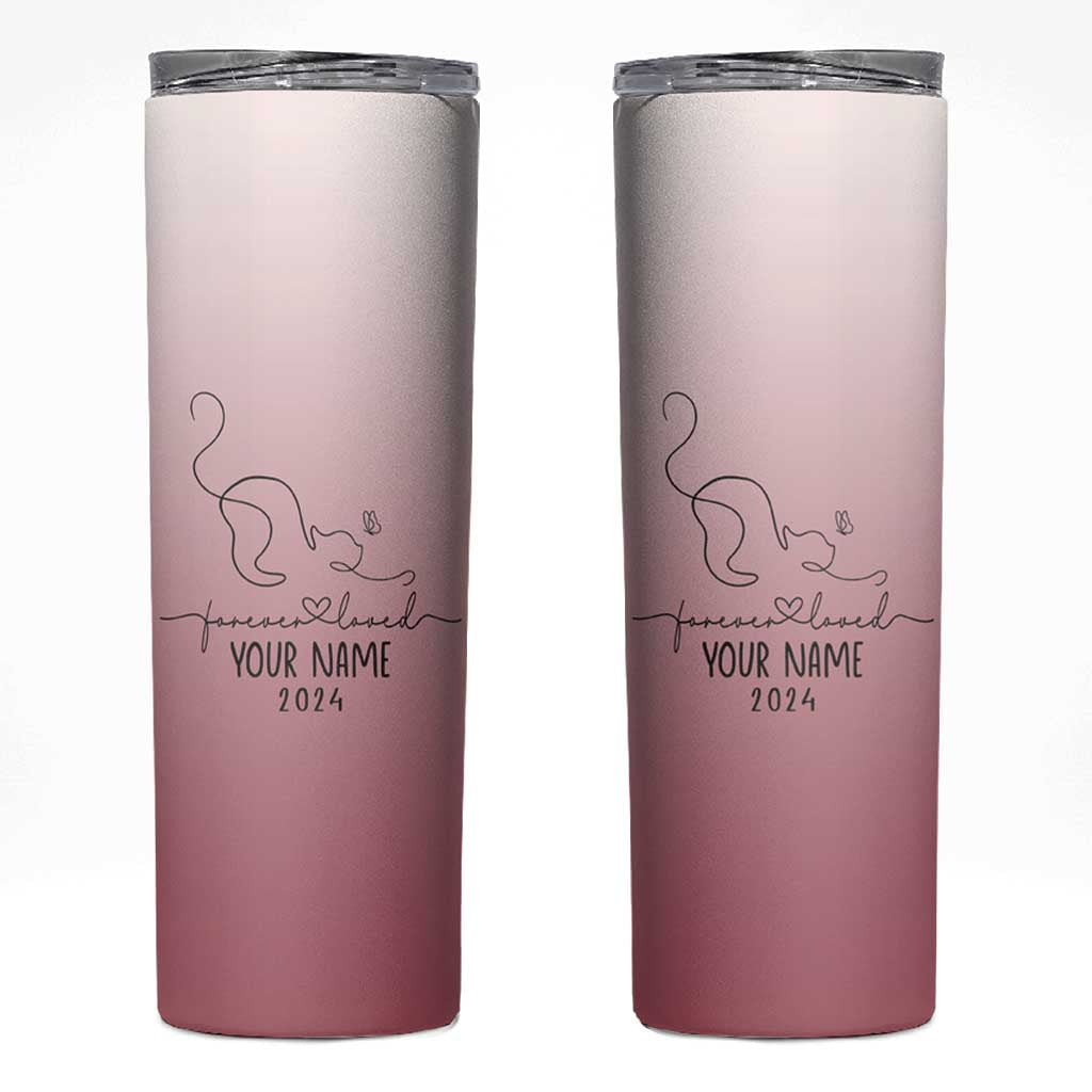 Personalized Cat Memorial Skinny Tumbler Custom Name Cat Loss Gift - Wonder Print Shop