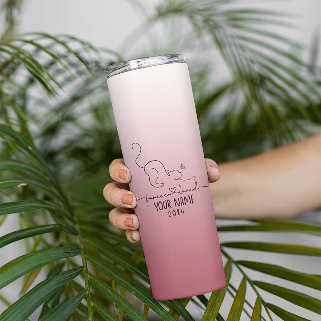 Personalized Cat Memorial Skinny Tumbler Custom Name Cat Loss Gift - Wonder Print Shop
