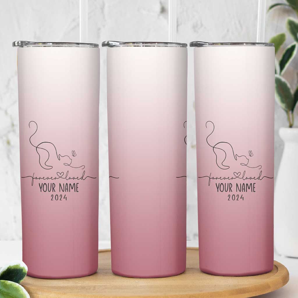 Personalized Cat Memorial Skinny Tumbler Custom Name Cat Loss Gift - Wonder Print Shop