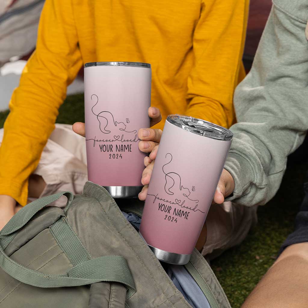 Personalized Cat Memorial Tumbler Cup Custom Name Cat Loss Gift - Wonder Print Shop