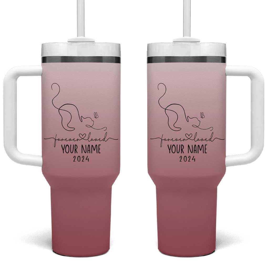 Personalized Cat Memorial Tumbler With Handle Custom Name Cat Loss Gift - Wonder Print Shop