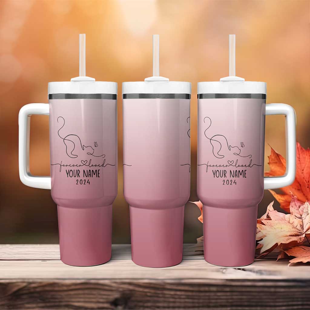Personalized Cat Memorial Tumbler With Handle Custom Name Cat Loss Gift - Wonder Print Shop