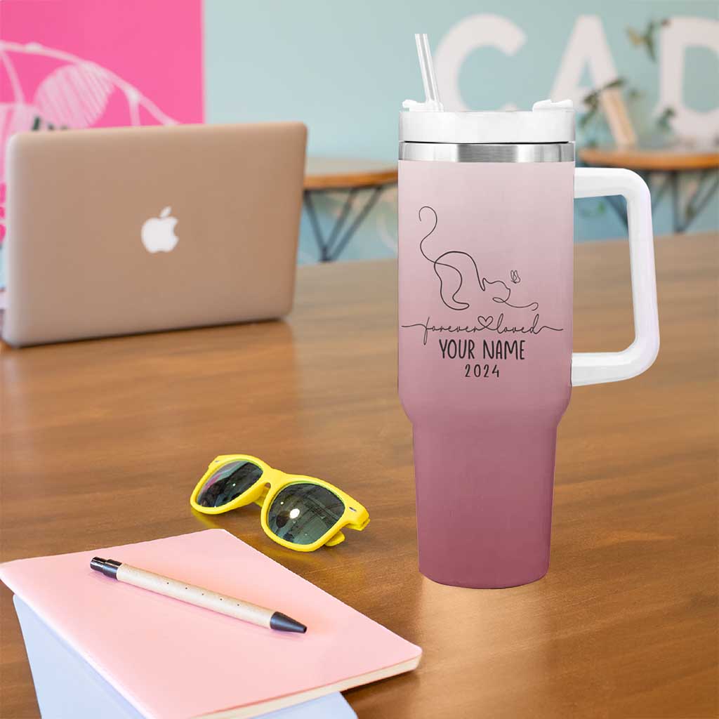 Personalized Cat Memorial Tumbler With Handle Custom Name Cat Loss Gift - Wonder Print Shop