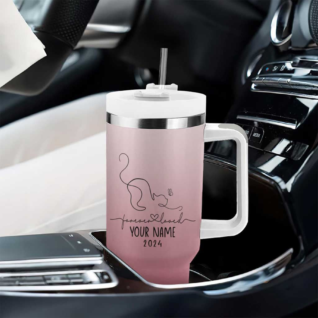 Personalized Cat Memorial Tumbler With Handle Custom Name Cat Loss Gift - Wonder Print Shop