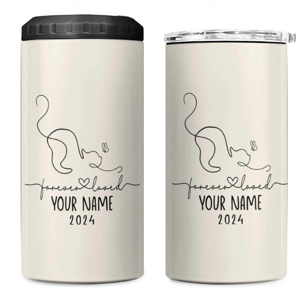 Personalized Cat Memorial 4 in 1 Can Cooler Tumbler Custom Name Loss of Cat Sympathy - Wonder Print Shop