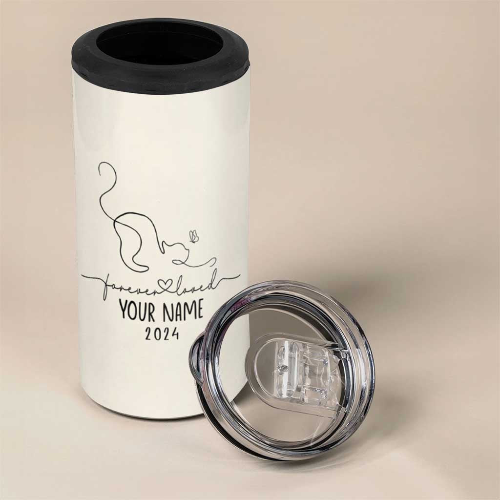 Personalized Cat Memorial 4 in 1 Can Cooler Tumbler Custom Name Loss of Cat Sympathy - Wonder Print Shop