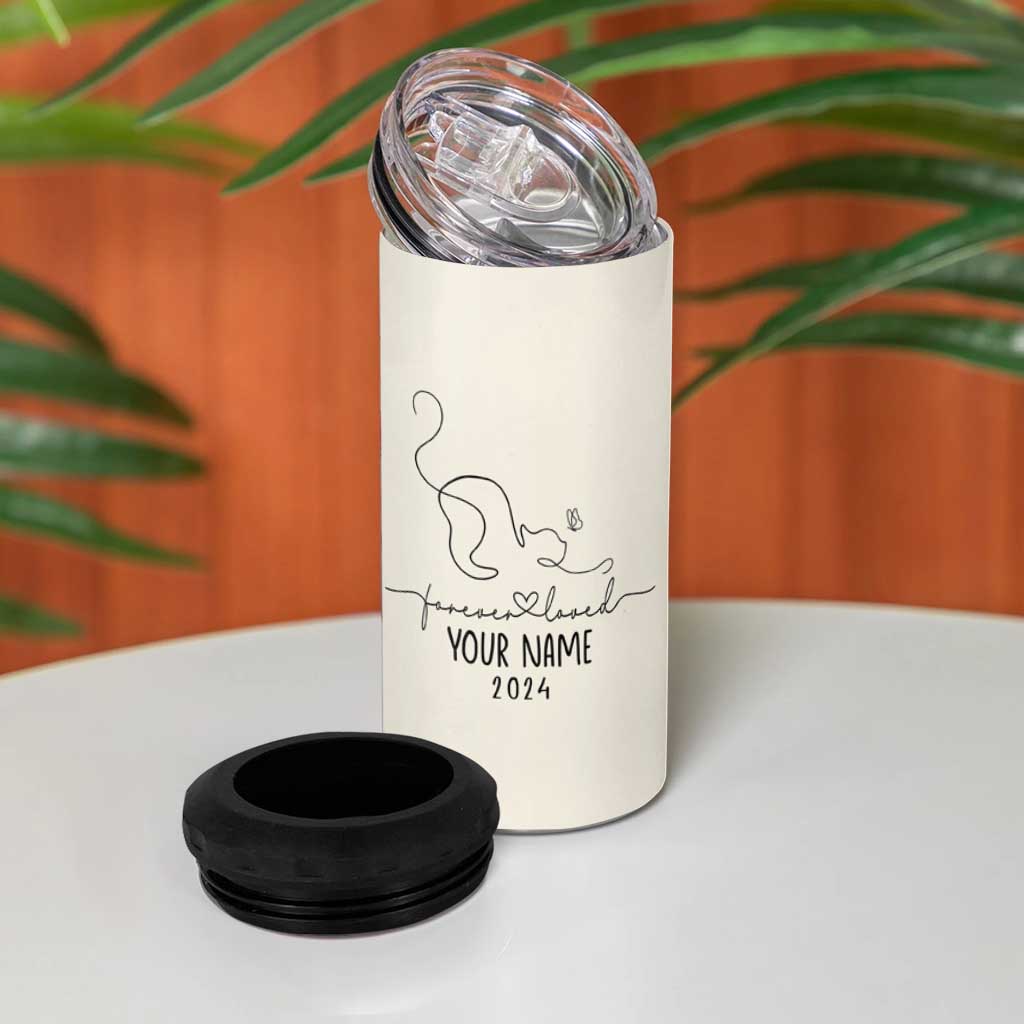 Personalized Cat Memorial 4 in 1 Can Cooler Tumbler Custom Name Loss of Cat Sympathy - Wonder Print Shop