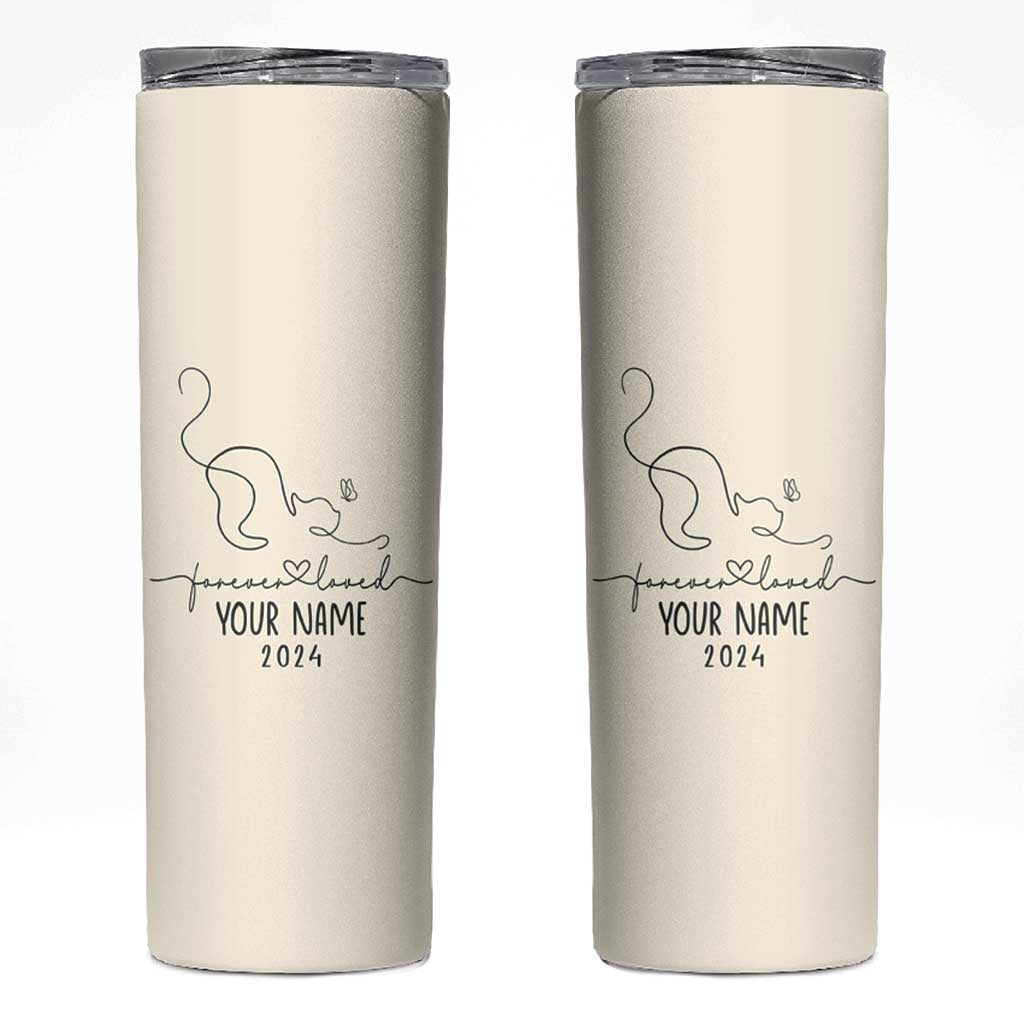 Personalized Cat Memorial Skinny Tumbler Custom Name Loss of Cat Sympathy - Wonder Print Shop