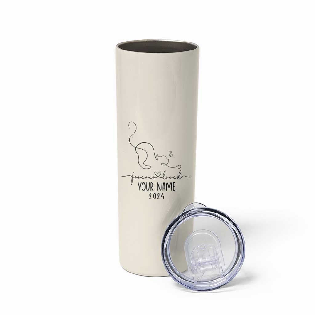 Personalized Cat Memorial Skinny Tumbler Custom Name Loss of Cat Sympathy - Wonder Print Shop