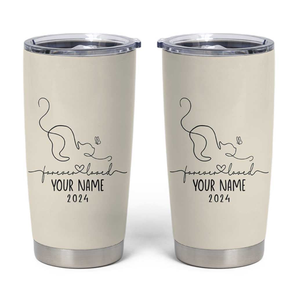 Personalized Cat Memorial Tumbler Cup Custom Name Loss of Cat Sympathy - Wonder Print Shop