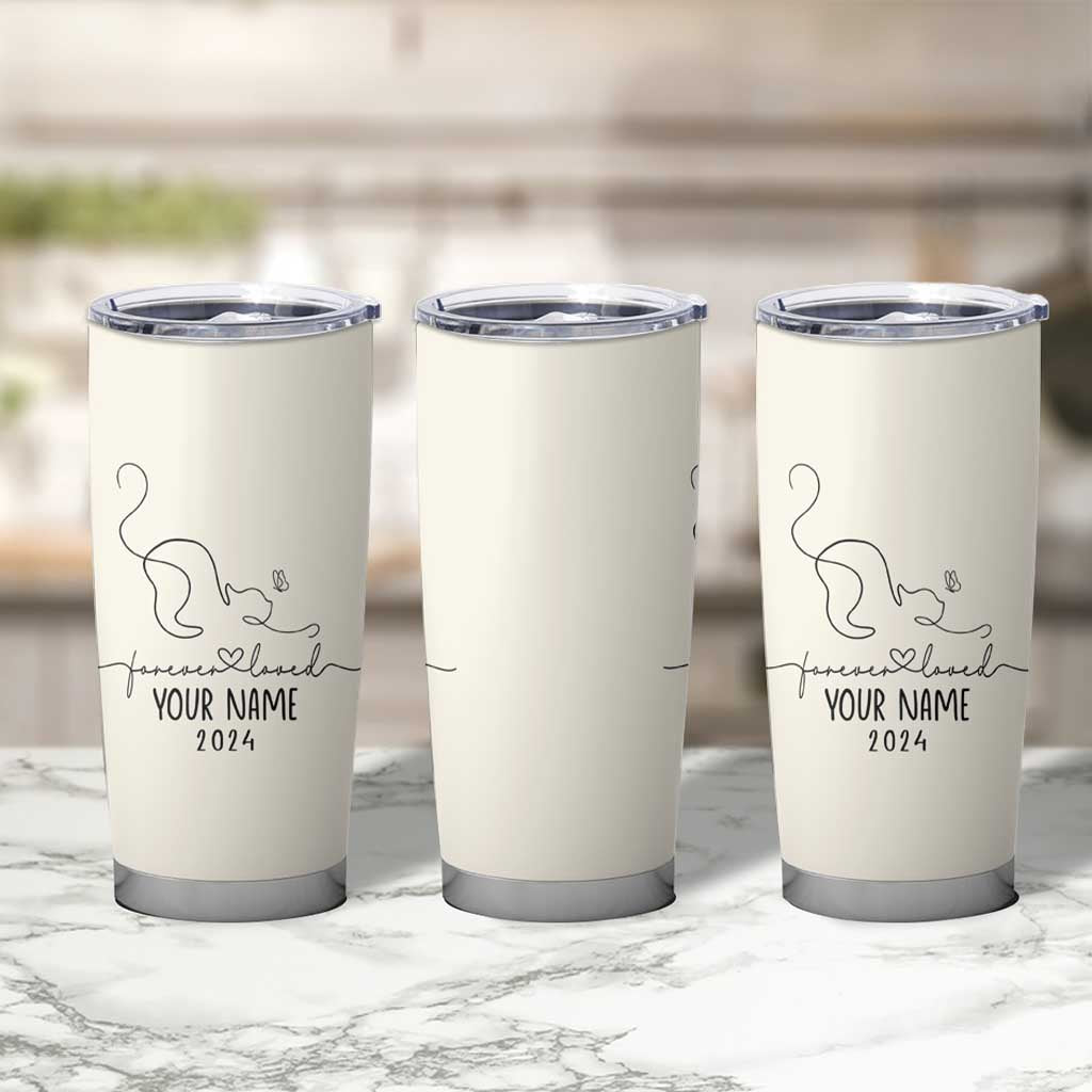 Personalized Cat Memorial Tumbler Cup Custom Name Loss of Cat Sympathy - Wonder Print Shop