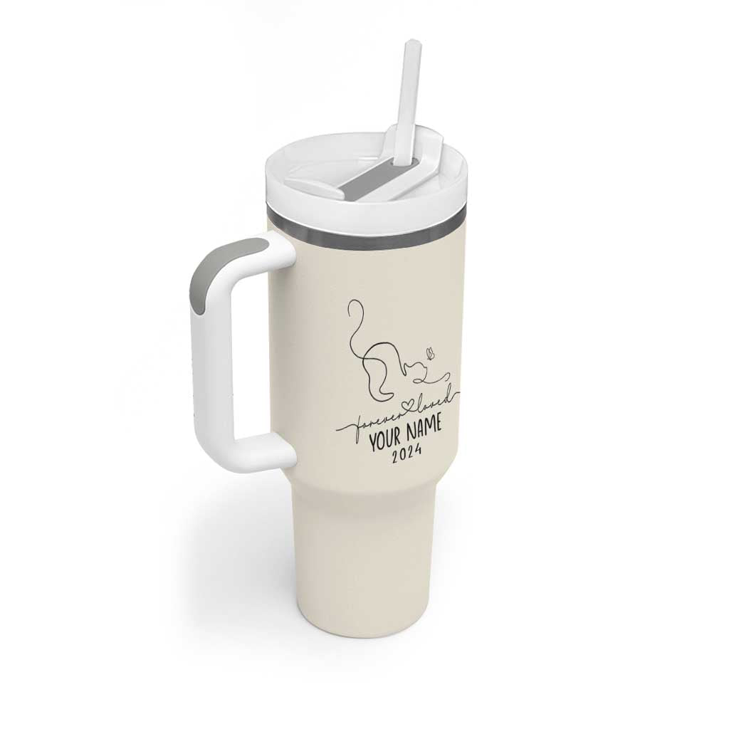 Personalized Cat Memorial Tumbler With Handle Custom Name Loss of Cat Sympathy - Wonder Print Shop