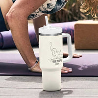 Personalized Cat Memorial Tumbler With Handle Custom Name Loss of Cat Sympathy - Wonder Print Shop