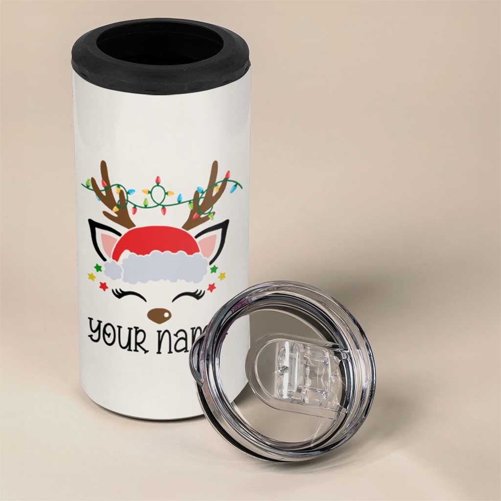 Personalized Christmas 4 in 1 Can Cooler Tumbler Custom Name Xmas Gift For Kids Boys Family Matching Set Reindeer - Wonder Print Shop