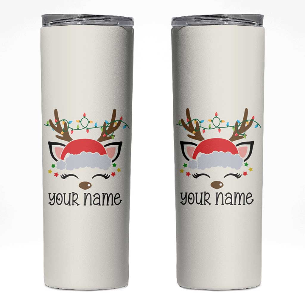 Personalized Christmas Skinny Tumbler Custom Name Xmas Gift For Kids Boys Family Matching Set Reindeer - Wonder Print Shop