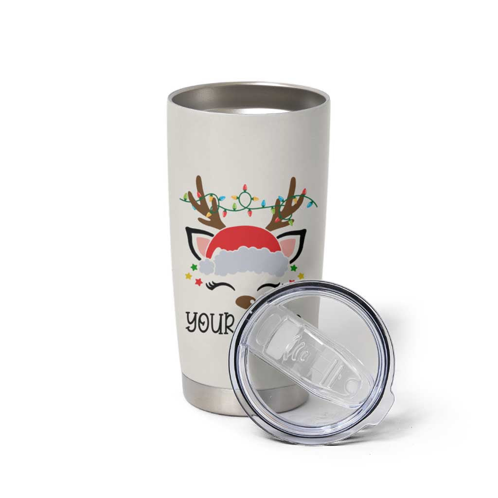 Personalized Christmas Tumbler Cup Custom Name Xmas Gift For Kids Boys Family Matching Set Reindeer - Wonder Print Shop