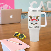 Personalized Christmas Tumbler With Handle Custom Name Xmas Gift For Kids Boys Family Matching Set Reindeer - Wonder Print Shop