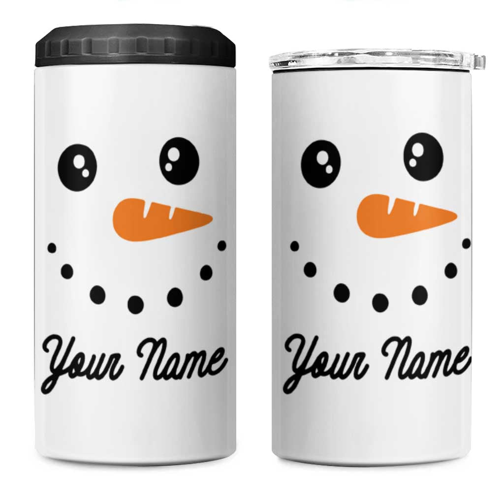 Personalized Christmas 4 in 1 Can Cooler Tumbler Custom Name Xmas Gift Snowman Face Family Matching Set - Wonder Print Shop
