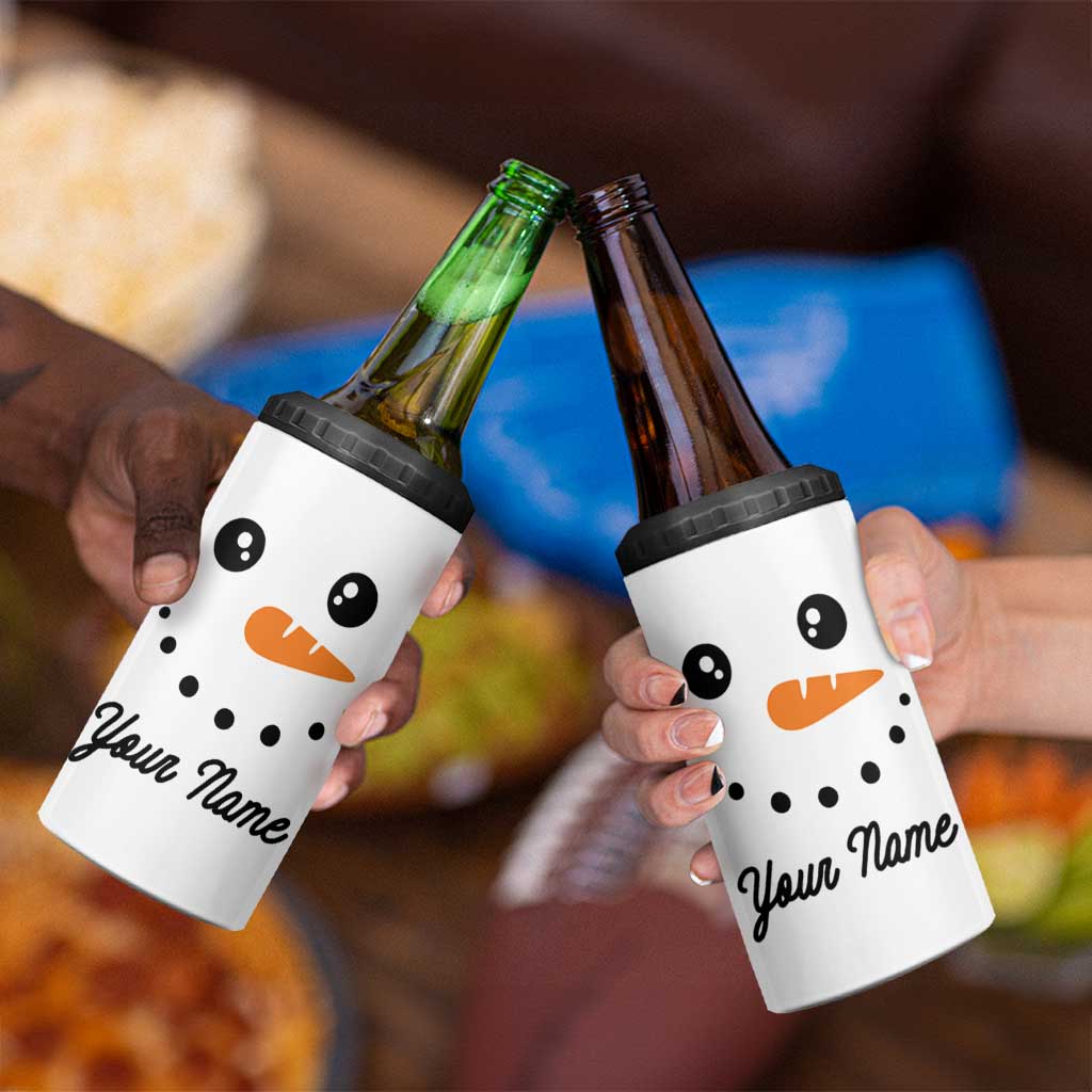 Personalized Christmas 4 in 1 Can Cooler Tumbler Custom Name Xmas Gift Snowman Face Family Matching Set - Wonder Print Shop