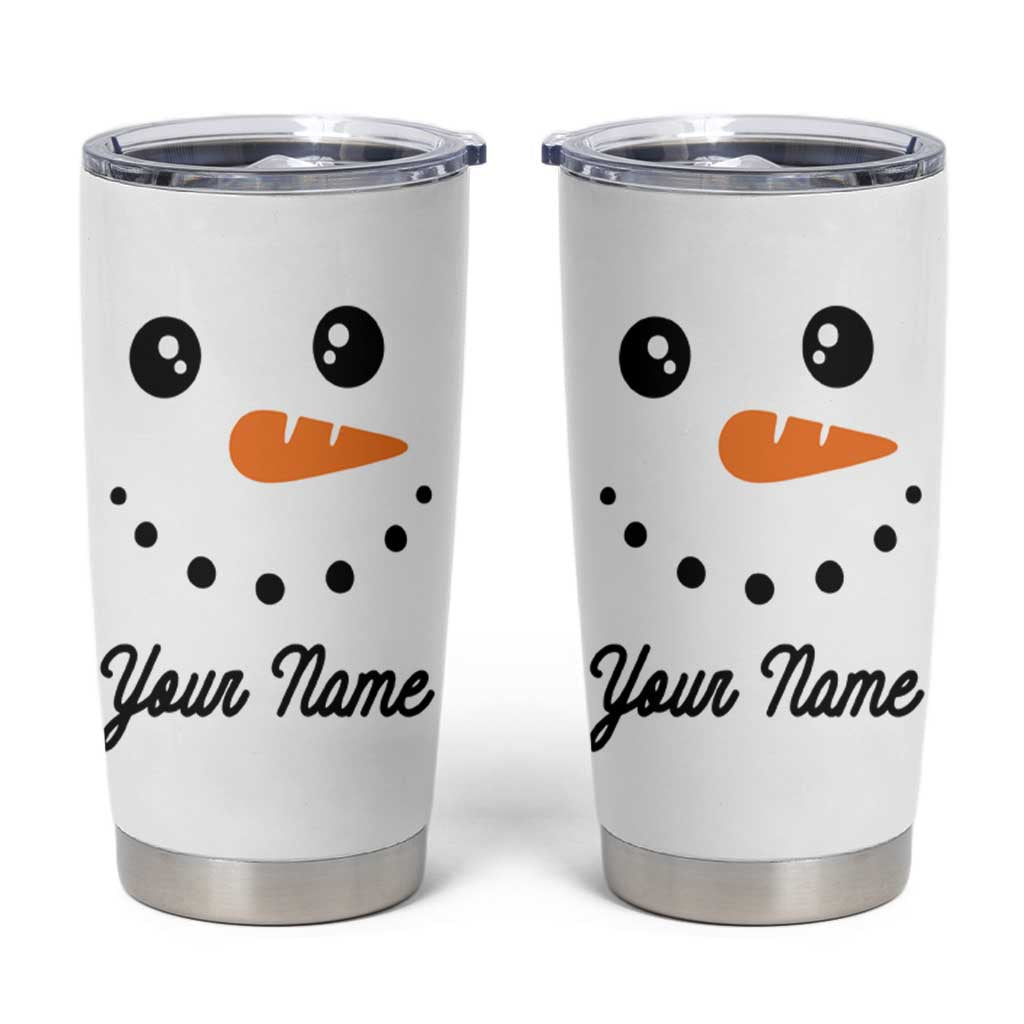 Personalized Christmas Tumbler Cup Custom Name Xmas Gift Snowman Face Family Matching Set - Wonder Print Shop