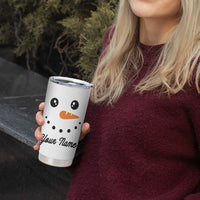 Personalized Christmas Tumbler Cup Custom Name Xmas Gift Snowman Face Family Matching Set - Wonder Print Shop