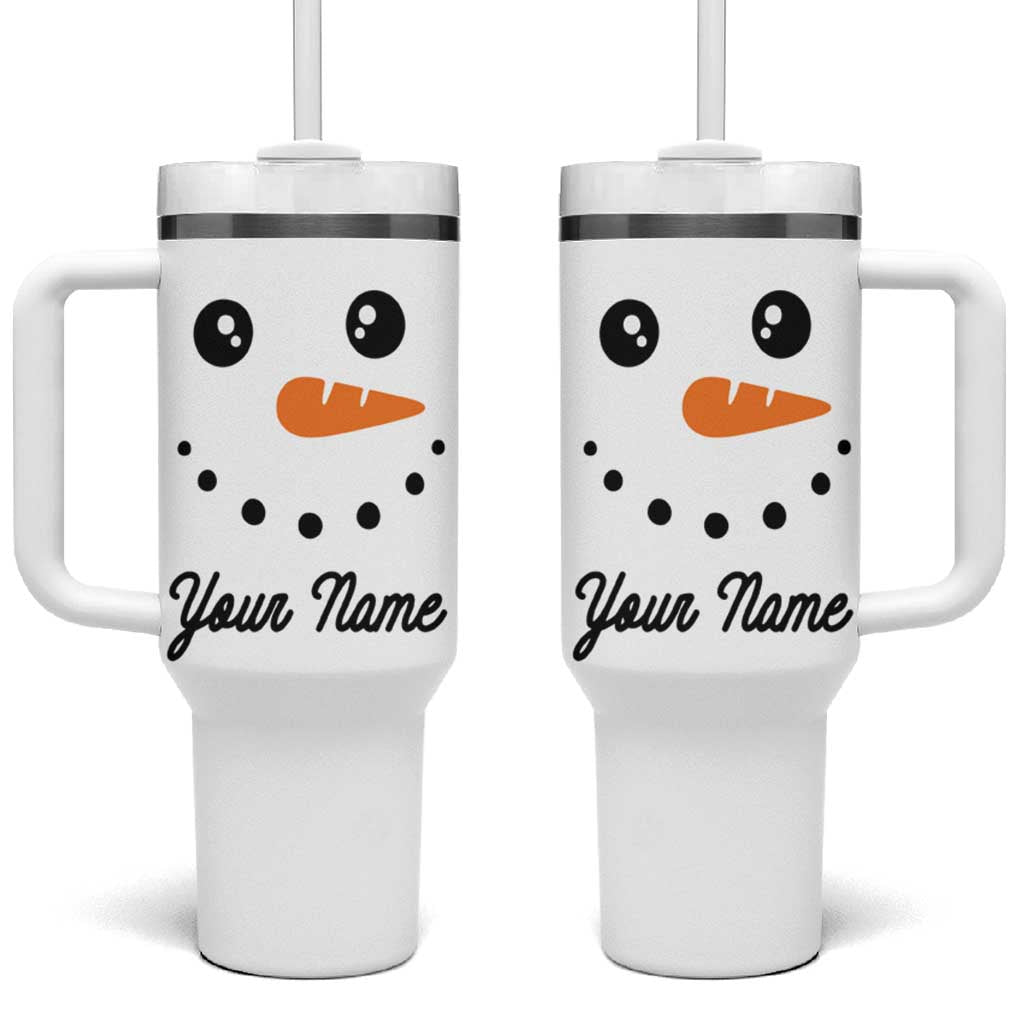 Personalized Christmas Tumbler With Handle Custom Name Xmas Gift Snowman Face Family Matching Set - Wonder Print Shop